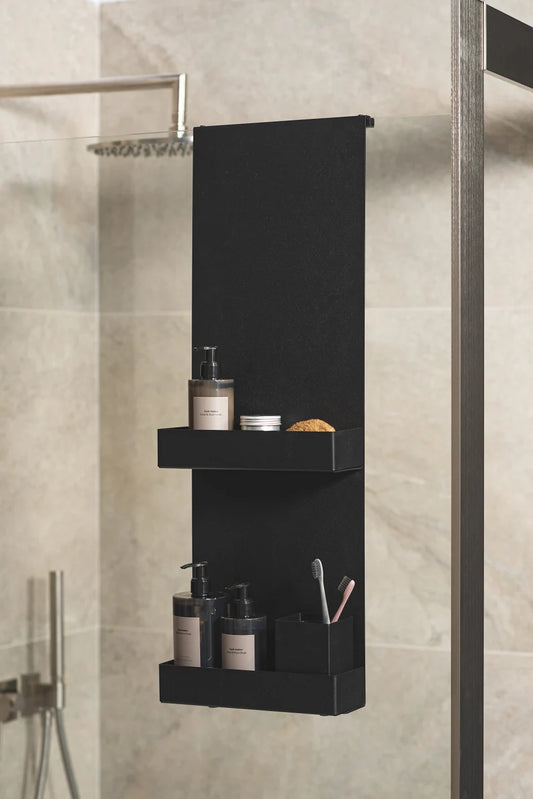 Hanging shelf, no-drilling bathrooom shelf black, minimalistic bathroom accessories, shelf for shower, without drilling Dabstory caddy DOPI