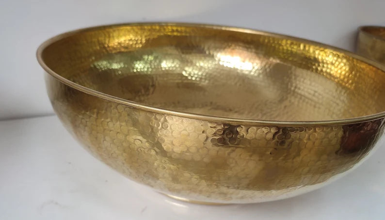 Custom Made 16 Guage Brushed Brass Bathroom Round Basin