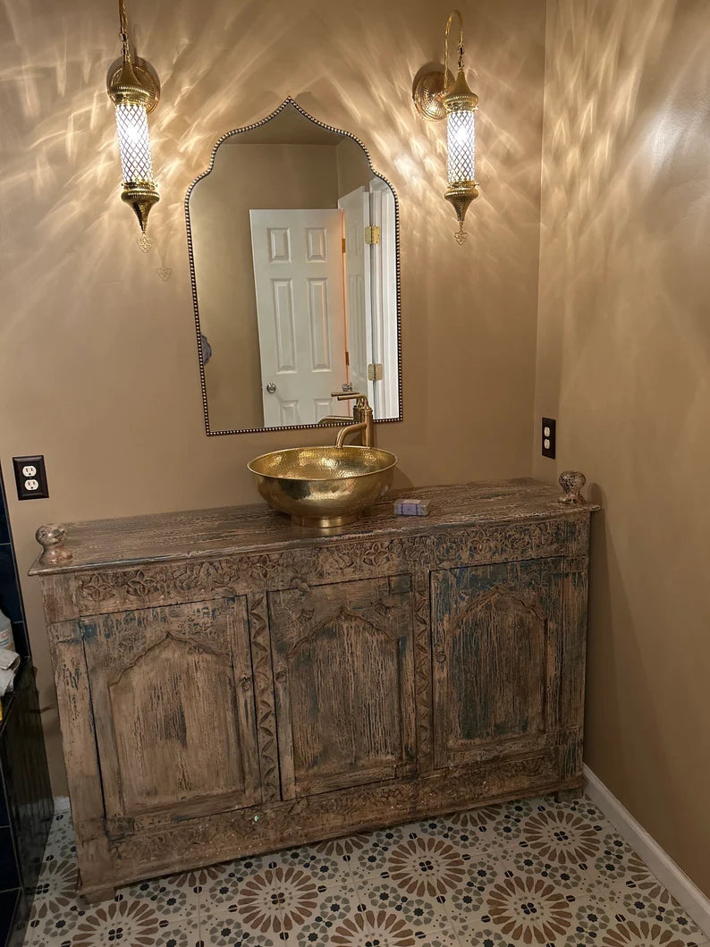 Custom Made 16 Guage Brushed Brass Bathroom Round Basin