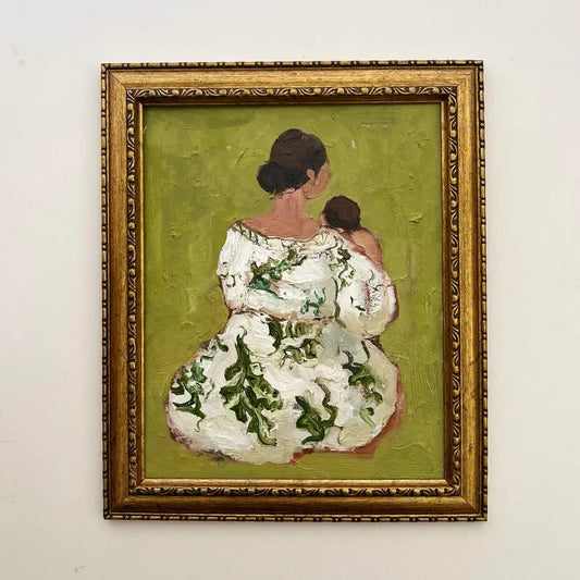 Mother with Baby Original Oil Painting,Woman Portrait Wall Art,Mom Child Room Decor, Boho Stile Fine Art, Made to Order by DiyaSanat